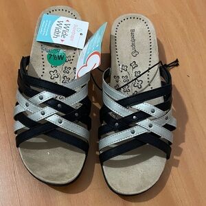 BareTraps Black and Silver Sandals
